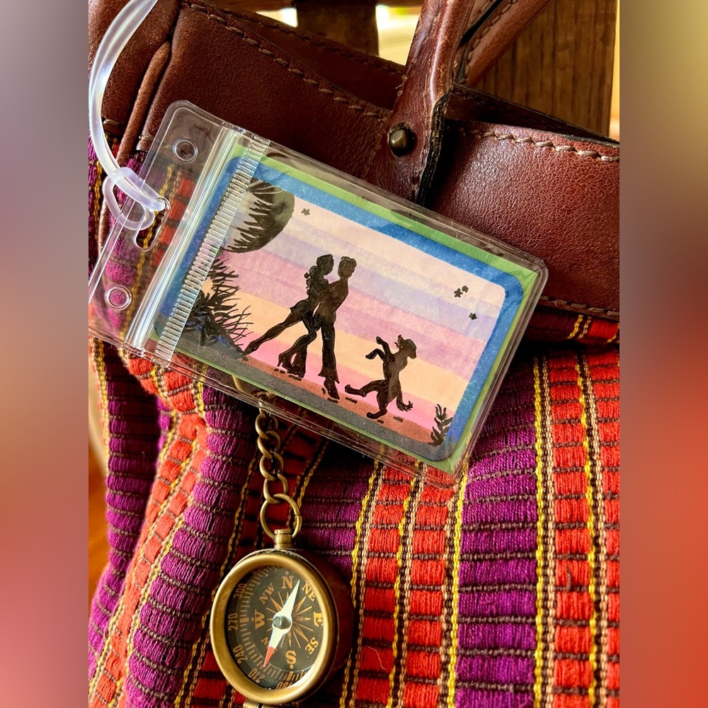 Original Art Luggage /ID/Gift Tags - Dancing Couple & Dog